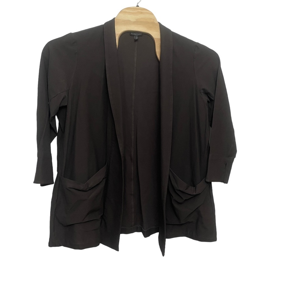 Eileen Fisher 1X Brown Cardigan Jacket Pockets Open Front